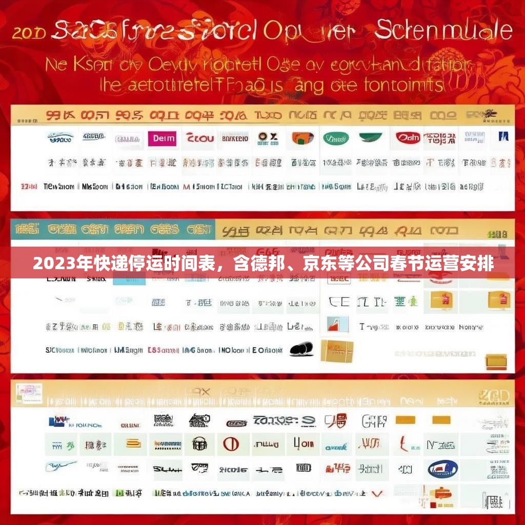 2023年快递停运时间表，含德邦、京东等公司春节运营安排