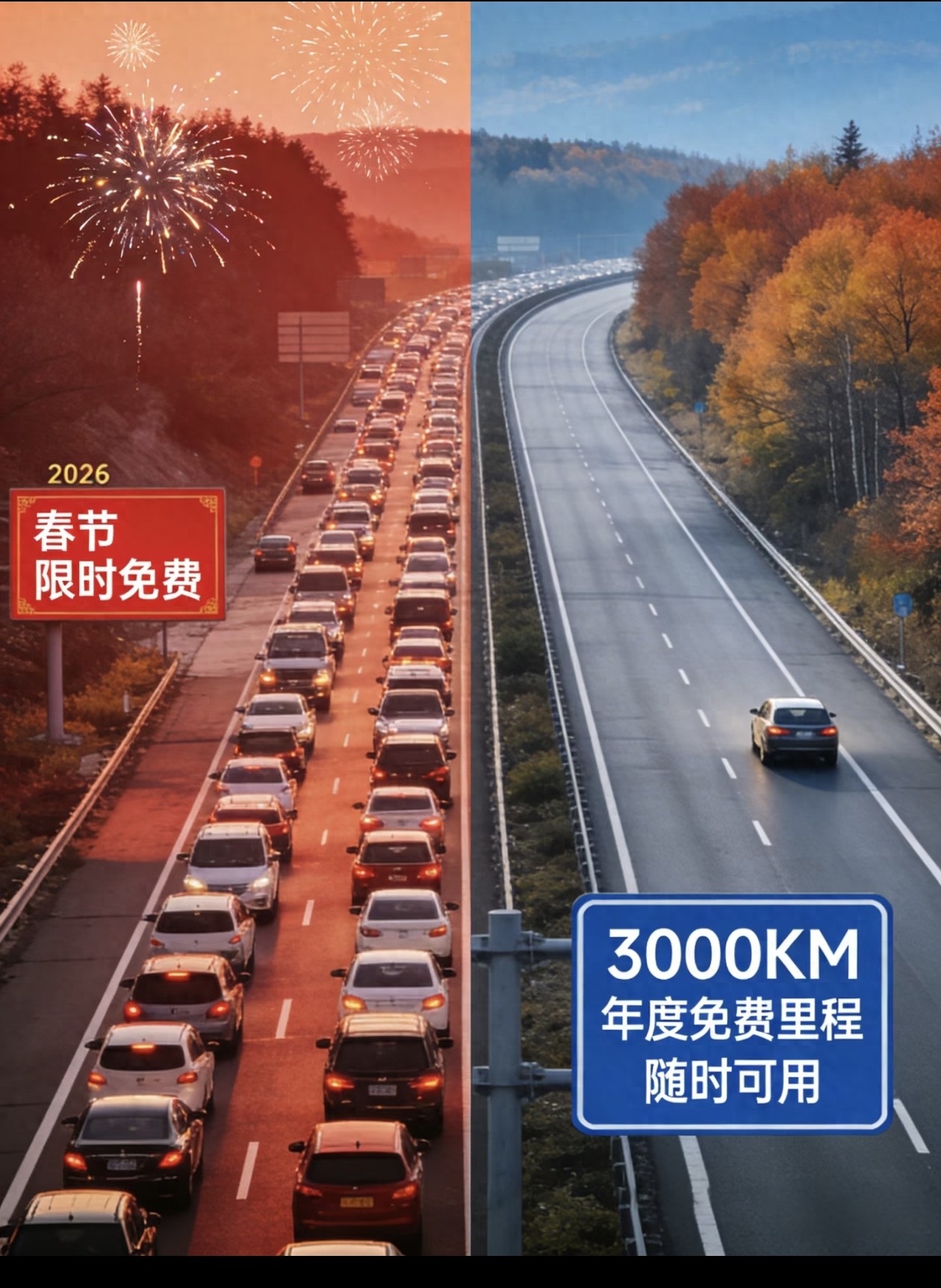 2026 年高速节假日免费政策不变,年度 3000 公里免费建议解读